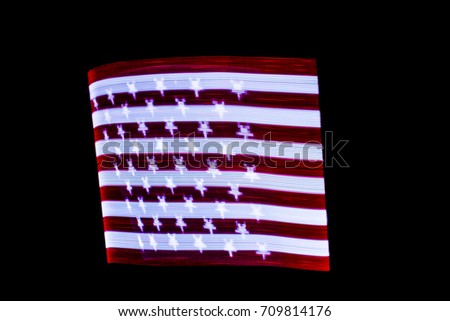 USA Flag lightpainted on black background