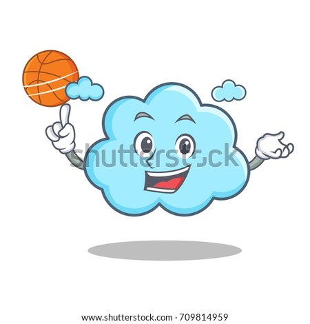 Playing basketball cute cloud character cartoon