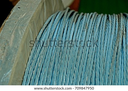 Steel wire in wooden reel