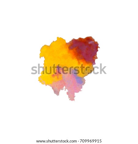 Vector watercolor splash texture  background isolated. Hand-drawn blob, spot. watercolour splatter stain effects. Orange and yellow autumn seasonal colors abstract background.