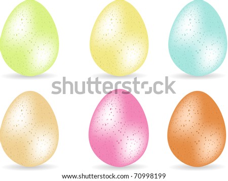 set of delicately colored easter eggs with shadows