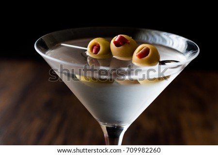 Classic Dry Martini with olives.
 Royalty-Free Stock Photo #709982260