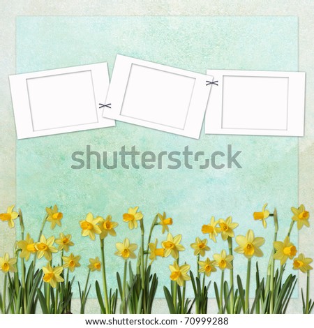 Spring background with frame and flowers