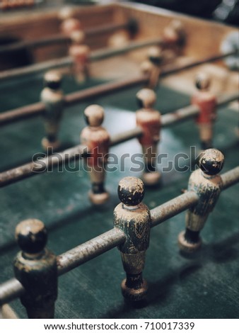 Antiques and vintage wooden Foosball soccer table