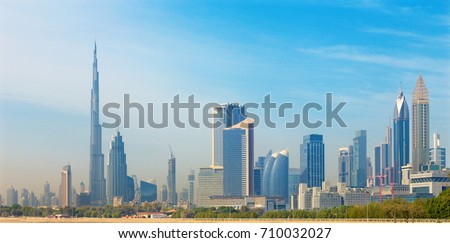 Dubai - The skyline of Downtown. Royalty-Free Stock Photo #710032027