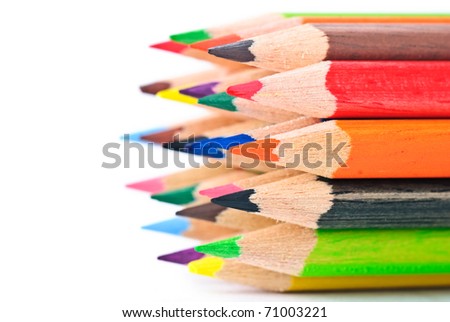 colered crayon , pencil macro shoot isolated against a white background