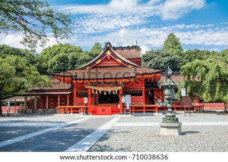 Fujisan Sengen Shrine was one of the largest and grandest shrines  in  the city of Fujinomiya in Shizuoka Prefecture, Japan. Royalty-Free Stock Photo #710038636