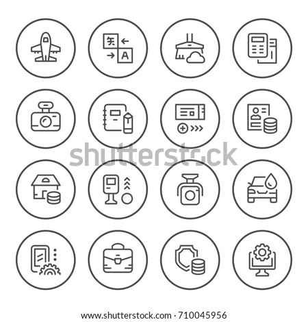 Set round line icons of services