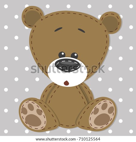 Greeting card with bear on a gray background