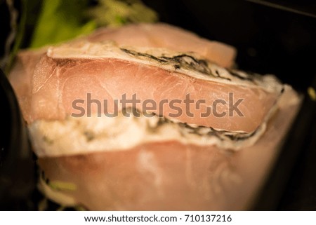raw fish is sliced prepare for cooking. selective focus. healthy concept.