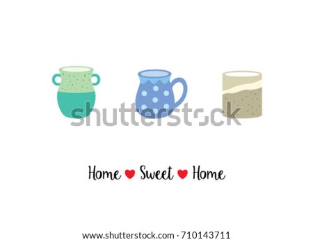 beautiful porcelain home sweet home greeting card vector