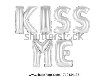 chrome (grey) alphabet balloons, kiss me, chrome (grey) number and letter balloon