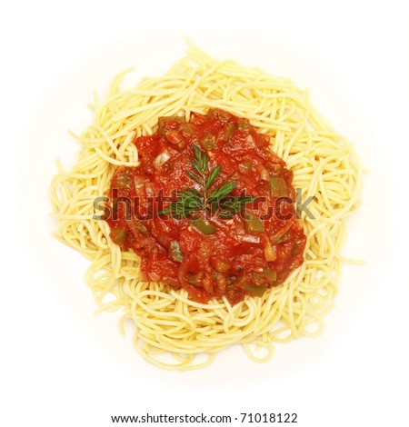 A picture of fresh spaghetti over white background