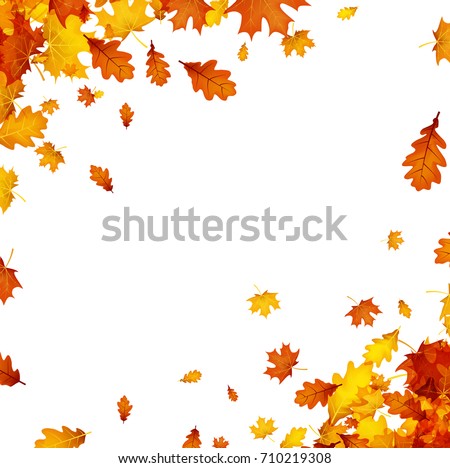 Autumn background with golden maple and oak leaves. Vector paper illustration. Royalty-Free Stock Photo #710219308
