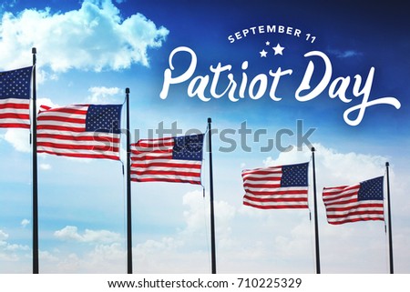 Patriot Day Typography Over Flags Background	