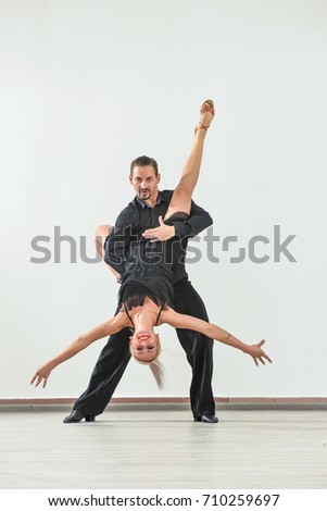 Couple dancing isolated over white background dance latina