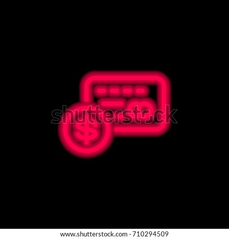 Cblueit card red glowing neon ui ux icon. Glowing sign logo vector