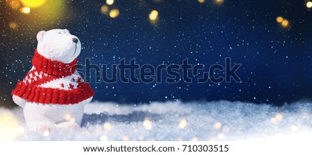 White bear, Christmas holiday background