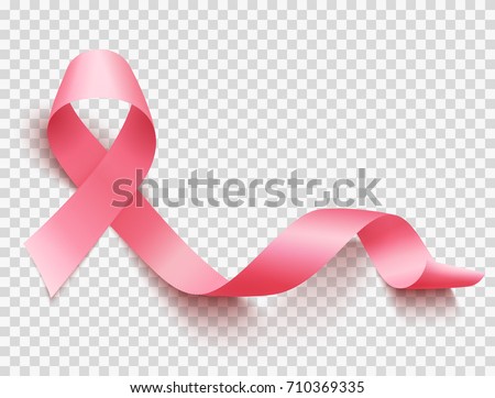 Realistic pink ribbon, breast cancer awareness symbol, vector illustration Royalty-Free Stock Photo #710369335