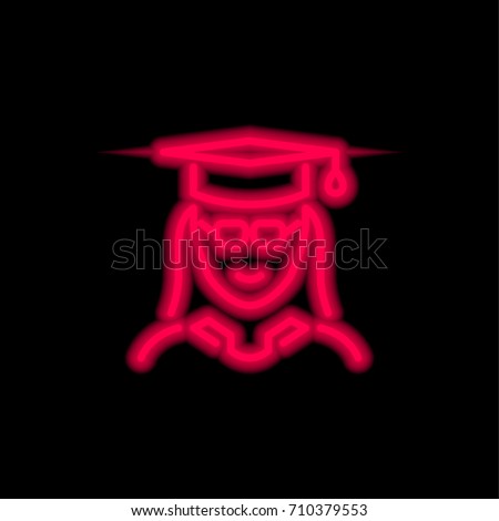 Student red glowing neon ui ux icon. Glowing sign logo vector