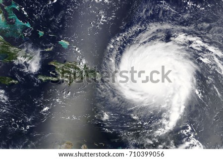 Hurricane Irma is heading towards the Caribbean Sea  - Elements of this image furnished by NASA Royalty-Free Stock Photo #710399056