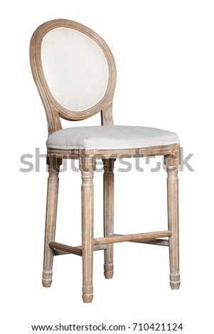 Grey textile classic bar kitchen chair isolated on white background