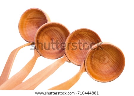 photo isolated on white background retro wooden handmade in a row on a closeup table