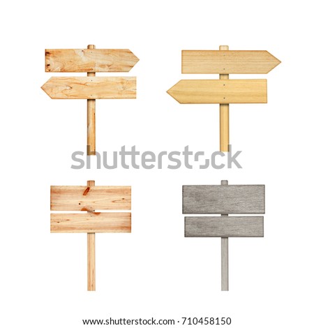 Wooden sign collection isolated on white.