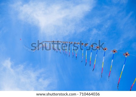 Korean kite is floating in the sky