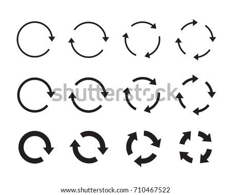 Set of different black vector arrows refresh, reload and process. Usable graphic elements and icons for the internet. Round arrows and isolated vector graphics. Royalty-Free Stock Photo #710467522