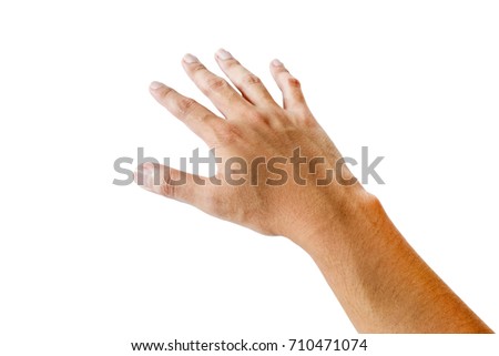 Open right hand asian skin isolated with clipping path.