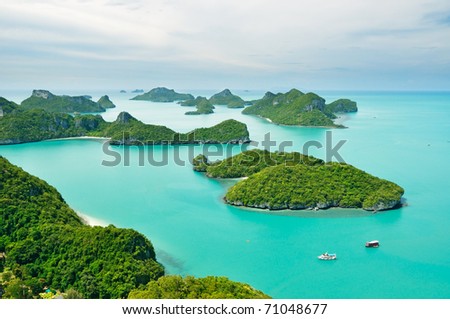 Top view of island group in Thailand Royalty-Free Stock Photo #71048677