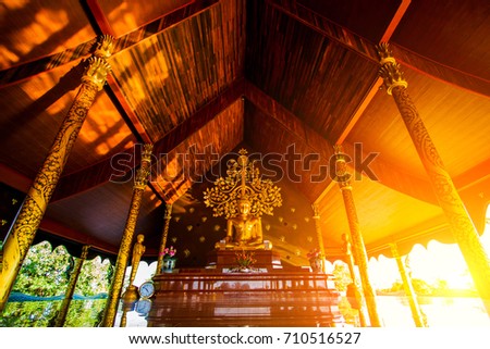 The Buddha is located on the pavilion of the temple (Phu Phrao), Ubon Ratchathani Province, Thailand.