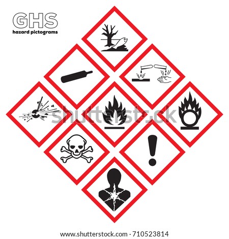 Icon ghs danger safety corrosive Chemical sign Global healthy Physical hazards signs Explosive Flammable Oxidizing Compressed Gas Corrosive toxic Harmful Health hazard Corrosive Environmental.  Royalty-Free Stock Photo #710523814