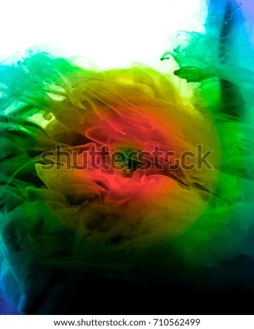 Acrylic colors and ink in water. Abstract frame background. Isolated on white.