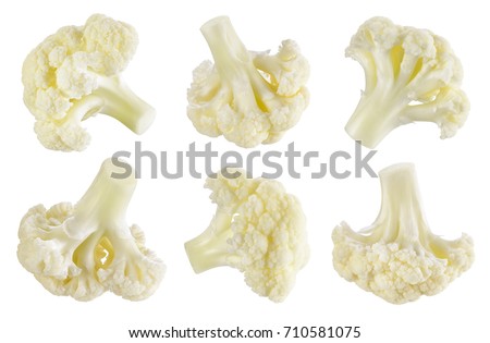 Cauliflower isolated on white. Cauliflower macro. Collection. With clipping path. Royalty-Free Stock Photo #710581075