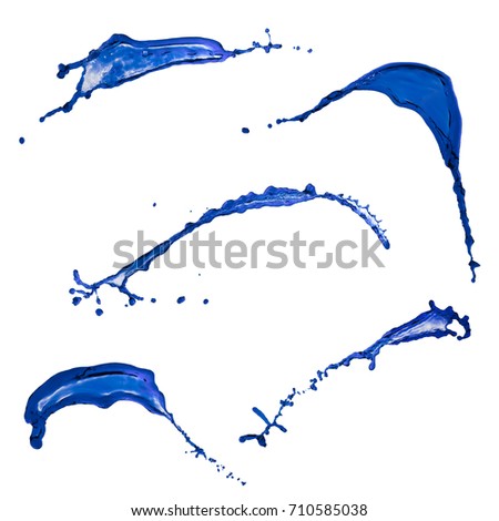 Beautiful collection of splashes blue color isolated over white background