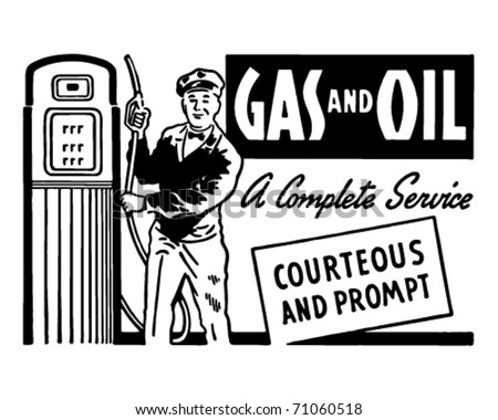Gas And Oil - Retro Ad Art Banner