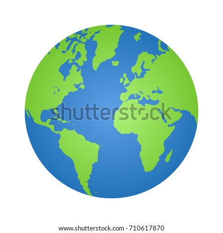 Planet earth or world globe with oceans and water gradient vector color icon for apps and websites