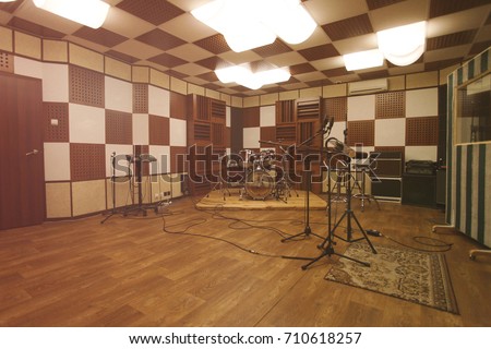 Rehearsal room - interior of recording studio with professional equipment