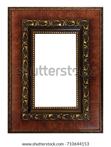 antique golden frame isolated on white background with clipping 