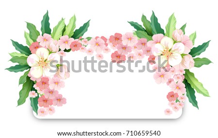 Border template with pink flowers illustration
