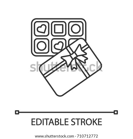 Candy box linear icon. Sweets. Thin line illustration. Contour symbol. Vector isolated outline drawing. Editable stroke