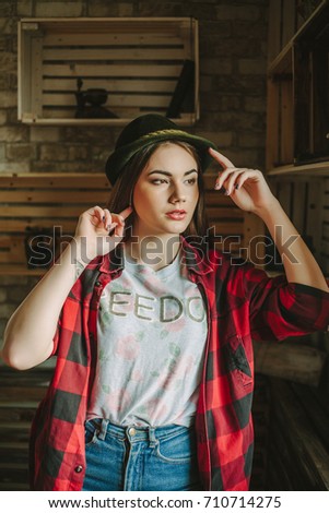Portrait of a young hipsters girl .