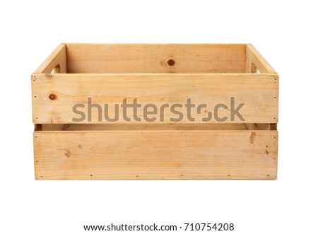 Modern wooden box with clipping path. These crates are very handy to store all kinds of things. Royalty-Free Stock Photo #710754208