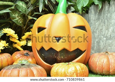 Pumpkin statue for illustration Halloween festival.