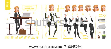 Stylized characters set for animation. Some parts of body for rig Royalty-Free Stock Photo #710845294