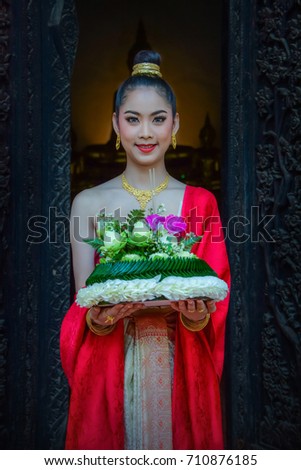 Retro costumes and Loy Kratong Festival, Phra Nakhon Si Ayutthaya, Thailand