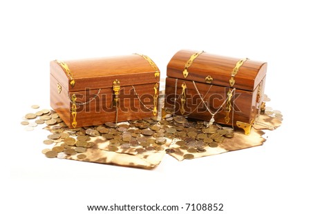 Treasure chests isolated on white background