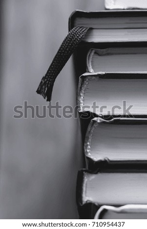 Top view of a stack of books